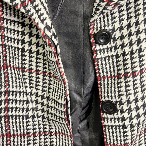 LAPIS ANTHROPOLOGIE Wool Blend Coat Womens L Black Houndstooth Large Lapel Y2K - Picture 8 of 14